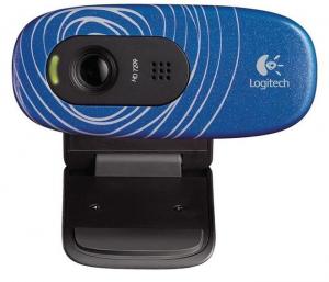 Camera web Logitech C270 model cukoare blue swirl, 1.3MB, Video: 1280 x 720 pixels, microfon, USB2.0  (960-000697)