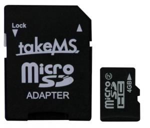 Micro Secure digital TakeMS 4GB MicroSDHC, class 2, 1 adaptor