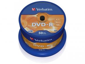 VERBATIM DVD-R 16x, 4.7GB, Matt Silver, spindle 50 bucati (43548)