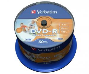VERBATIM DVD-R 16x, 4.7GB, printabil, no ID, spindle 50 bucati (43533)