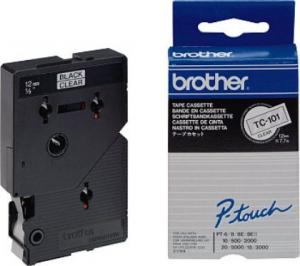 BROTHER Banda laminata TC101 pentru P-touch 12mm black/clear
