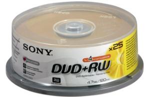 SONY DVD+RW 1x-4x 4.7GB 120min spindle 25buc
