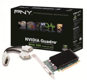 NVidia PNY Quadro NVS 300 512MB GDDR3, PCIex16, DMS59 to Dual DVI cable, bulk