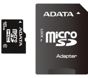 Micro-SDHC 16GB Class 10, SD Adapter ADATA