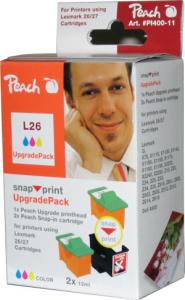 Consumabil PEACH 2 rezerve (2x12ml) color + cap imprimare, compatibil cu cartusele Lexmark 10N0026, 10N0227, PI400-11