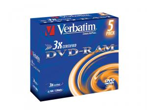 VERBATIM DVD-RAM 3x, 4.7GB, Jewel Case, set 5 buc. (43450)