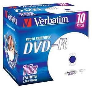 VERBATIM DVD-R 16x, 4.7GB, printable, Jewel Case (43521)