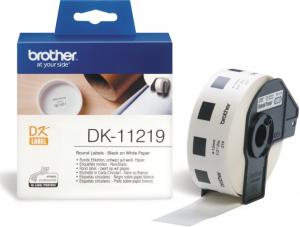 Rola etichete albe, rotunde 12mm, negru/alb, 1200 etichete/rola, DK11219 Brother