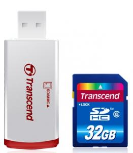 32GB SDHC Card Class 6 with Card Reader TS32GSDHC6-P2 Transcend