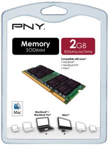Sodimm DDR2 2GB, PC6400 800MHz, compatibil MAC, PNY
