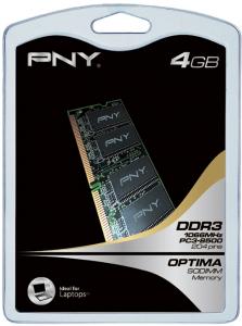 Sodimm DDR3 4GB, PC8500 1066MHz, PNY