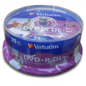 VERBATIM DVD+R 8x 8.5GB, double layer printable spindle 25