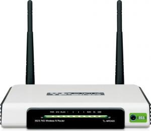 Router Wireless 3G 300Mbps, compatible UMTS/HSPA/EVDO USB modem, 3G/WAN failover, 2T2R, 2.4GHz, 802.11n/g/b TL-MR3420