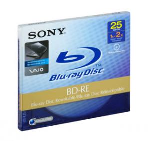 Sony Blu-ray Disc Rewriteable (BD-RE) 25GB, 135min, 2x, Vaio Sticker, jewel case, 72Mbps (BNE25AV)