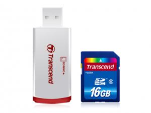 Card memorie TRANSCEND Secure Digital 16GB + USB Card Reader