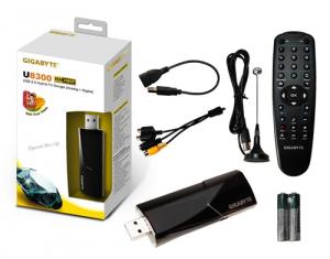 TV Tuner Gigabyte GT-U8300, extern USB, tuner digital DVB-T, NTSC/PAL/SECAM, telecomanda 35 taste