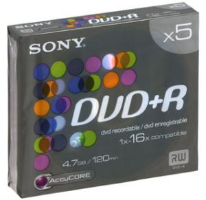 SONY DVD+R 16x, 4.7GB slim case 5buc