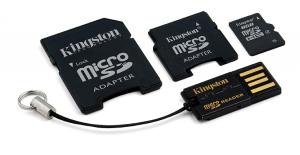Card memorie KINGSTON MicroSD 8GB cu 2 adaptoare + USB micro-reader