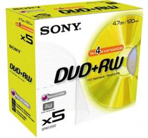Sony DVD+RW 4x, 4.7GB, 120min, jewel case, set cu 5buc (5DPW120A)