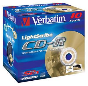 VERBATIM CD-R 52x, 700MB/80 min, lightscribe, Jewel Case (43537)
