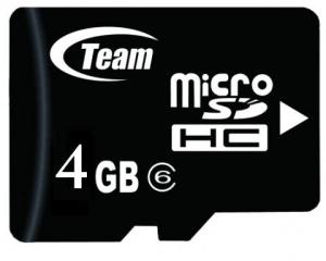 SECURE DIGITAL CARD MICRO SDHC 4GB TEAM fara adaptor, TG004G0MC26X