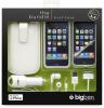 Set accesorii pentru iPhone 3G/3GS (geanta, husa, folie protectoare, casti, adaptor masina), alb, Bigben (BB277081)