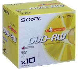Sony DVD-RW 2x, 4.7GB, jewel case, set cu 10buc (10DMW47A)
