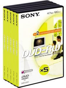 DVD-RW 4.7GB Sony 120min, pachet 5 buc., 5DMW120AVD