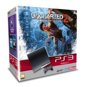 PlayStation 3 Slim 250GB Black + joc Uncharted