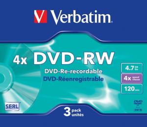 VERBATIM DVD-RW 4x, 4.7GB, Matt Silver, Slim Case, 43635)