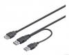 Cablu Y USB 2.0, 2 conectori tip tata A - 1 conector tip mama B, 0.3m, 7300052, mcab