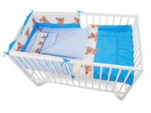 Lenjerie MyKids Teddy Buline Albastru 4 Piese 120x60