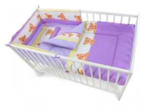 Lenjerie MyKids Teddy Buline Mov 4 Piese 120x60