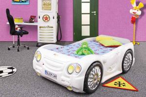 Patut Tineret Pentru Copii PLASTIKO Sleep Car Alb