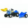Tractor Cu Pedale Si Remorca Copii ROLLY TOYS 023929 Blue - Rolly Toys