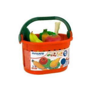 Cos cu fructe si legume de jucarie - Miniland Education