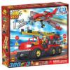 Set de construit vehicul si avion pompieri - cobi - cobi