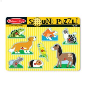 Puzzle de lemn cu sunete Animale de companie - Melissa & Doug
