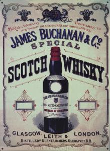 Whisky James Buchanan reclama veche pe suport metal