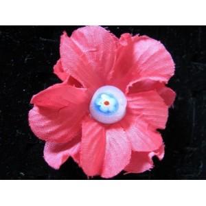 Inel accesorizat cu floare din material textil rosu Crinily