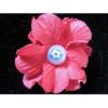 Inel accesorizat cu floare din material textil rosu