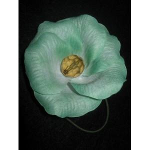 Elastic par cu floare din material textil verde