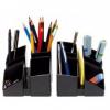 Suport accesorii de birou, plastic, 4 compartimente, negru, han scala