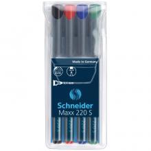 Set 4 marker permanent OHP, 0.4 mm, Schneider 220S