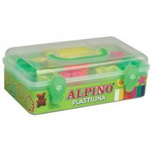 Set activitati, 7 culori x 90gr plastelina 7 forme modelaj roller, Alpino