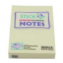 Notes autoadeziv din hartie reciclata, 76x51mm, 100 file, galben pastel, Stickn