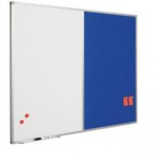 Tabla combi cu rama din aluminiu (whiteboard / textil albastru) 60 x 90 cm, SMIT