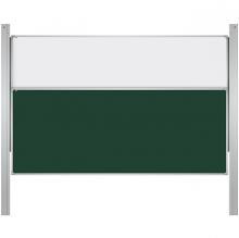 Tabla magentica culisabila cu rama din aluminiu (tabla creta + whiteboard) 120x200 cm + 120x200, 2x3