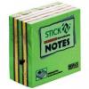 Notes autoadeziv, 76x76mm, 400 file, violet pastel/verde neon/galben pastel, Stickn