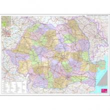 Harta rutiera, administrativa si turistica Romania (vecini si Republica Moldova complet), 100x140 cm
